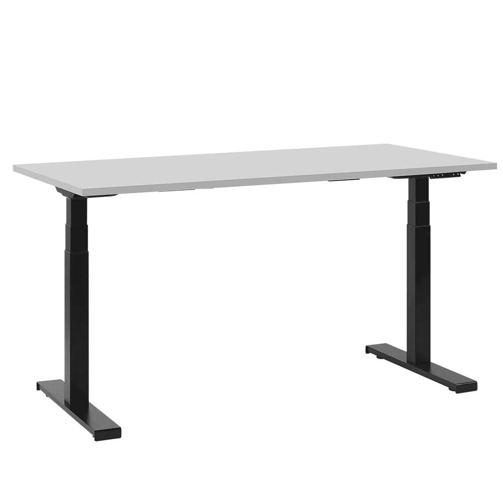 Beliani Elektricky nastaviteľný stôl 130x72 cm sivo čierny DESTIN II